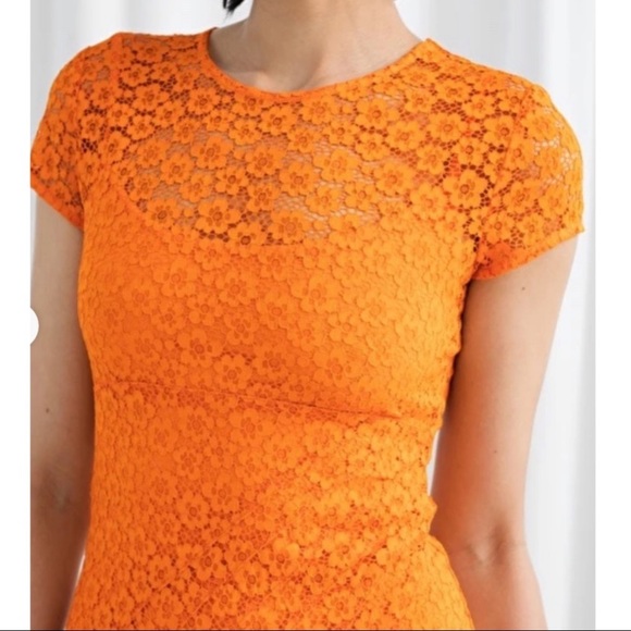 & other stories orange lace floral midi dress. Size 4 / S - Picture 5 of 5